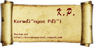 Kormányos Pál névjegykártya