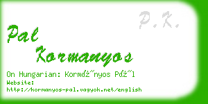 pal kormanyos business card